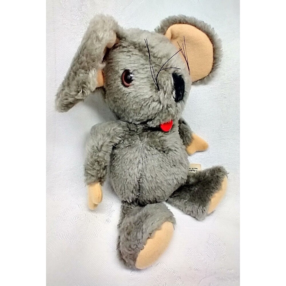 Mouse "Squeeza" 1977 Russ Berrie Gray Vintage Plush 8" 48 Years Old